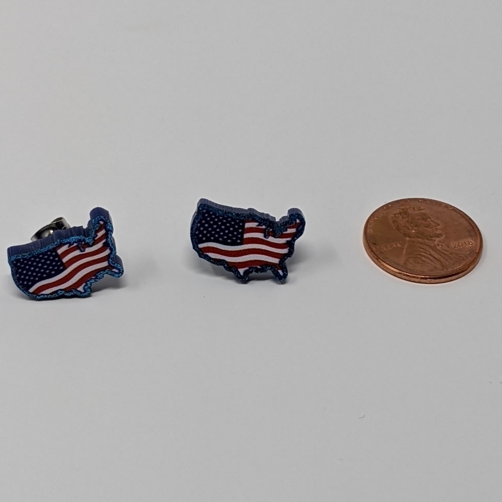 American Flag red white and blue glitter acrylic earrings - Picture 7 of 7